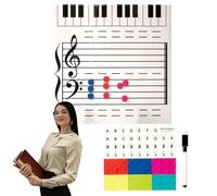 Pizarra blanca magnética para personal de música, 25 x 25 x 0,3 cm, pizarra magnética de borrado en seco para piano de dos caras, suministros de enseñanza de piano incluye marcador para aprendizaje y