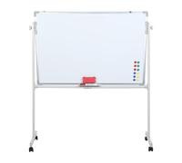 Pizarra blanca móvil ajustable altura y ángulo - doble cara con ruedas de freno, bandeja de marcadores y accesorios - para oficina, aula, casa (90 x 60 cm)