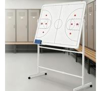 Pizarra blanca móvil con ruedas para entrenamiento, tablero táctico reversible con doble superficie giratoria, soporte de altura ajustable, ruedas con bloqueo, bandeja de almacenamiento. Basketball