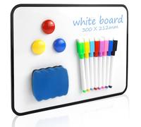 Pizarra Blanca Pequeña 30x21 cm Pizarra Magnética Doble Cara con Rotuladores de Borrado en Seco, Imanes, Borrador para Escuela Hogar Oficina Dibujo Escritura