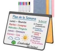 PIZARRA BLANCA pequeña | CUADERNO Pizarra PLEGABLE, BORRABLE y PORTÁTIL | Pizarra MAGNÉTICA | 2 x A5 + 11 Rotuladores + Gamuza - Cuaderno de pizarra | INFANTIL | OFICINA | ESTUDIAR | Naranja