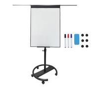 Pizarra blanca Relaxdays, magnética, ajustable en altura, con ruedas, marco de aluminio, 100 x 70 cm
