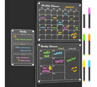 Pizarra borrable reciclable de 3 divisiones, clip simple, programación del hogar, incluye pantalla transparente y herramienta de organización de cortesía