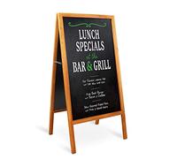 Pizarra Caballete Madera de Tiza Magnetica: Cartel Pizarras Negra Pie de Doble Cara de Menu Pizarra Vintage de Publicidad para Bar Hosteleria Restaurante 100 x 50cm - Color Madera