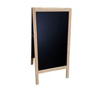 Pizarra caballete marco madera 90 X 50 cm. Pizarra negra doble cara apta para tizas y rotuladores efecto tiza. Ideal para hostelería, infantil, restaurante, habitación niños, etc. (PINO)
