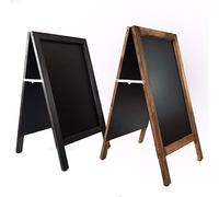 Pizarra caballete marco madera Pizarra negra doble cara apta para tizas y rotuladores efecto tiza. Ideal para hostelería, restaurante, habitación, casa, etc. (NOGAL, 150 x 60 cm)