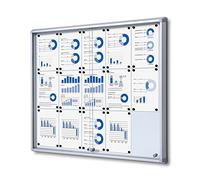 Pizarra de anuncios con cerradura para interiores con puertas correderas (parte trasera de metal para escribir, 15 x A4)