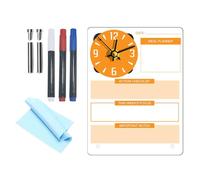 Pizarra de calendario borrable, tablero de recordatorio de escritorio de pie, pizarra blanca de mensajes de acrílico, tablero de notas creativo con reloj transparente para el hogar y la escuela