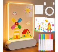 Pizarra de dibujo LED, pizarra de notas LED, nueva luminosa, recargable, 15 x 3 x 22 cm, pizarra acrílica con colores, bolígrafo de 7 colores y hojas de dibujo para niños, escritorio, oficina