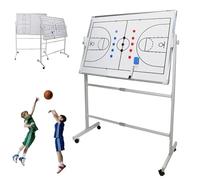 Pizarra de entrenamiento de baloncesto de borrado en seco, pizarras blancas con ruedas de doble cara para entrenadores, tablero de baloncesto con marcadores magnéticos y borrador