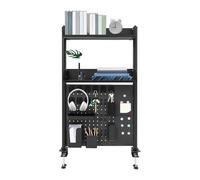 Pizarra de escritorio con pinza, 2 niveles + Pegboard, organizador de escritorio, altura ajustable, estable bandeja de oficina para libros, bolígrafos, accesorios, color negro, 60 x 12,5 x 95 cm