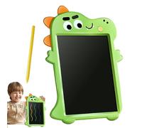 Pizarra de escritura LCD para niños, diseño de dinosaurio a color, juguete educativo temprano con borrado de encendido, 27 x 19 cm, tableta LCD ABS verde, desarrollo de coordinación -mano