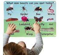 Pizarra de identificación infantil, pizarra de aprendizaje - Tabla de madera educativa preescolar para aprender animales, pizarra de pared con figuras de juguete y motivos de animales para el aula en
