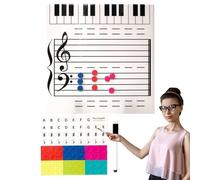 Pizarra de lectura de notas musicales, 25 x 25 x 0,3 cm, pizarra magnética de piano de borrado en seco, pizarra blanca de doble cara, pizarra musical sin marco, cinta de aula, accesorios de enseñanza