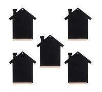 Pizarra de Madera Pequeña 5 Piezas Forma de Casa | Superficie de Doble Cara, Escritura Suave y Borrado Fácil, Color Negro, Adecuado para Buffet y Mesa