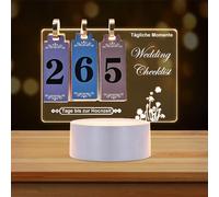 Pizarra de notas LED con calendario de cuenta regresiva, barra temática de boda, barra temática con lápiz borrable, duración años, calendario, tabla de dibujo transparente, planificador de bodas