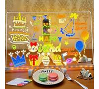 Pizarra de notas LED con colores, pizarra de noticias luminosa, luz nocturna, pizarra acrílica transparente con 7 colores, soporte para lápiz, pizarra de escritura LED, tablero de dibujo para niños