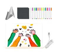 Pizarra de notas LED, tableta acrílica - con 12 lápices de colores y un soporte plegable para una pizarra blanca iluminada, para adolescentes, niñas y, suministros de arte, aulas,