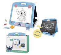 Pizarra de Stitch doble cara con rotuladores y tizas, diseño portátil con asa - Pizzarra Stitch creativa ideal para pintar, escribir y aprender jugando
