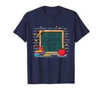 Pizarra de Suministros Escolares This is My Second Grade Era Camiseta, Hombre, Azul Marino, 3XL