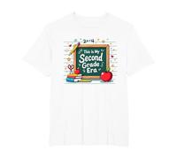 Pizarra de Suministros Escolares This is My Second Grade Era Camiseta, Hombre Tallas Grandes, Blanco, 5X Alto