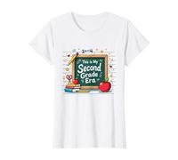 Pizarra de Suministros Escolares This is My Second Grade Era Camiseta, Mujer, Blanco, S