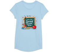 Pizarra de Suministros Escolares This is My Second Grade Era Camiseta, Niñas, Azul Bebé, Pequeña