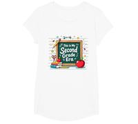 Pizarra de Suministros Escolares This is My Second Grade Era Camiseta, Niñas, Blanco, Grande