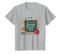 Pizarra de Suministros Escolares This is My Second Grade Era Camiseta, Niños, Gris Jaspeado, 12 años