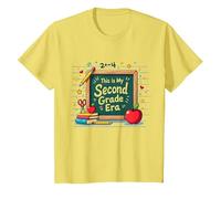 Pizarra de Suministros Escolares This is My Second Grade Era Camiseta, Niños, Limón, 4 años