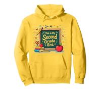 Pizarra de Suministros Escolares This is My Second Grade Era Sudadera con Capucha, Unisex para Adultos, Limón, S