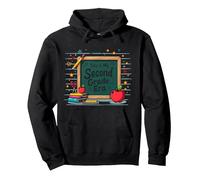 Pizarra de Suministros Escolares This is My Second Grade Era Sudadera con Capucha, Unisex para Adultos, Negro, XL