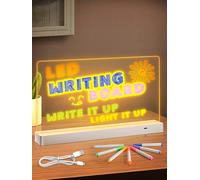 Pizarra de visualización LED colorida para niños con luces LED, pizarra acrílica transparente, pizarra para dibujar fácil de limpiar, incluye 7 rotuladores neón, regalo creativo para niños