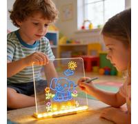 Pizarra Dibujo LED Para Niños | Tablero de Escritura con Conexión USB para Garabatear y Dibujar - Superficie Borrable con Iluminación e Incluye Rotuladores | para Niños y Niñas en el