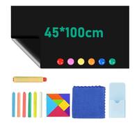 Pizarra Film Magnético Autoadhesivo, 45x100cm Lámina Pizarra Autoadhesiva, Lámina magnética autoadhesiva negra Con tiza, tela, botones magnéticos, rompecabezas, pizarra para casa oficina escuela