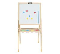 Pizarra infantil de madera, 4,8 kg, caballete infantil, altura ajustable, 83-135 cm, pizarra de juego para niños con pizarra blanca verde magnética, caballete de doble cara para creativos en casa (a