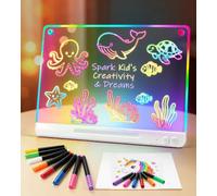Pizarra LED acrílica para niños, recargable, 16 efectos de luz, 35 x 27 cm, 8 lápices y libro de plantillas, regalo para niños, estudiantes, adultos
