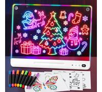 Pizarra LED con colores, pizarra acrílica con 7 colores de bolígrafo, pizarra de mensajes con soporte ajustable, pizarra LED transparente y luminosa, tablas de recordatorios para escritorio, oficina
