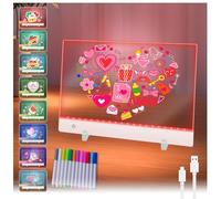 Pizarra LED Lamptobe con rotulador de 12 colores, pizarra LED de 35 x 25 cm con soporte, pizarra mágica acrílica para oficina, colegio, hogar y cafetería