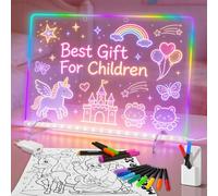 Pizarra Led Luminosa para Niños con 14 Rotuladores de Colores, Tableta de Dibujo con 8 Colores y 6 Efectos de Luz, Juguete Creativo para Niñas y Niños de 4-8 Años, Regalo Original