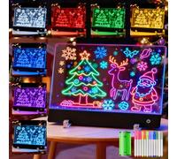Pizarra Led Luminosa Tablero Acrilico Luminoso con colores con bolígrafo de 12 colores, tablero de escritura LED, fácil de limpiar, bloc de notas, tablero de escritura, 20cm*30cm Negro