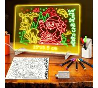 Pizarra LED Niños, Pizarra Luminosa Niños, Tablero de Dibujo LED 35x25 cm, 13 Efectos de Luz, Incluye Adaptador, Soporte, Cadena de Suspensión, Regalo para Cumpleaños Navidad
