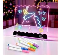 Pizarra LED para niños, acrílico, con 7 colores, pizarra de pintura LED | Tablero de dibujo LED con 8 colores, 6 efectos de luz, pizarra acrílica y accesorios, ideal para pintar, escribir y decorar.