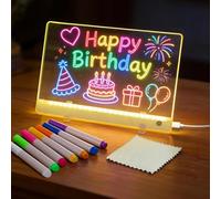 Pizarra LED recargable para niños, 30 x 20 cm, pizarra LED con 7 colores y soporte, tablero de dibujo creativo como regalo para escolarización, cumpleaños y Pascua para niñas, niños y adolescentes