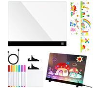 Pizarra luminosa LED, panel acrílico recargable para garabatos, 4 modos, pizarra de escritura LED borrable con rotuladores | Para niños y niñas, hogar, escuela y