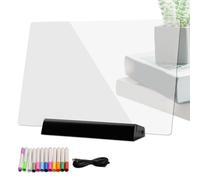 Pizarra luminosa LED, pizarra blanca portátil con bolígrafo de 12 colores - lámpara de lectura LED, para casa, oficina, escuela, noche, arte de dibujo para colorear