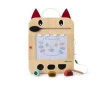 LILLIPUTIENS - Pizarra mágica Louis - Juguete Interactivo para niños con Sellos geométricos, Cartas de Juego y lápiz de Madera - Estimulación Creativa y educativa - Desde 18 Meses - 83473