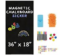 Pizarra magnética autoadhesiva negra 120 x 45 cm, lámina magnética con 12 rotuladores de tiza líquida, pizarra magnética lavable para superficies lisas en la escuela, oficina, casa