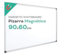 Pizarra Magnética Blanca, Pizarra Marco de Aluminio, Superficie Lisa Fácil de Borrar, Pizarra para Tomar Notas, Dibujar, Enseñar u Organizar, Herramienta para Oficina y Escuela - Ofituria (90x60)