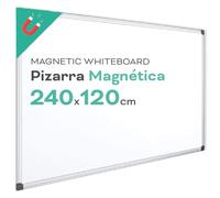 Pizarra Magnética Blanca, Pizarra Marco de Aluminio, Superficie Lisa Fácil de Borrar, Pizarra para Tomar Notas, Dibujar, Enseñar u Organizar, Herramienta para Oficina y Escuela - Ofituria (240x120)